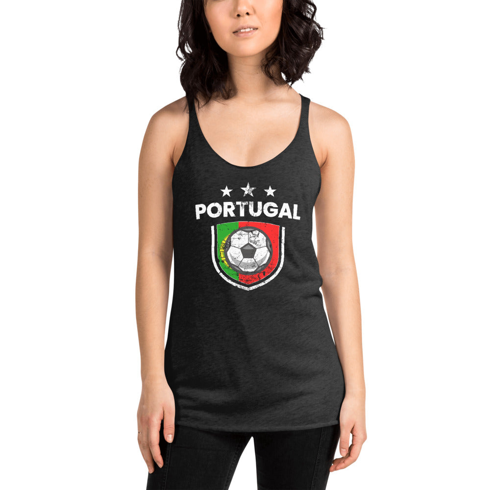 Retro Portugal Soccer Team Football Fan Country Portuguese Flag Women's Racerback Tank Top