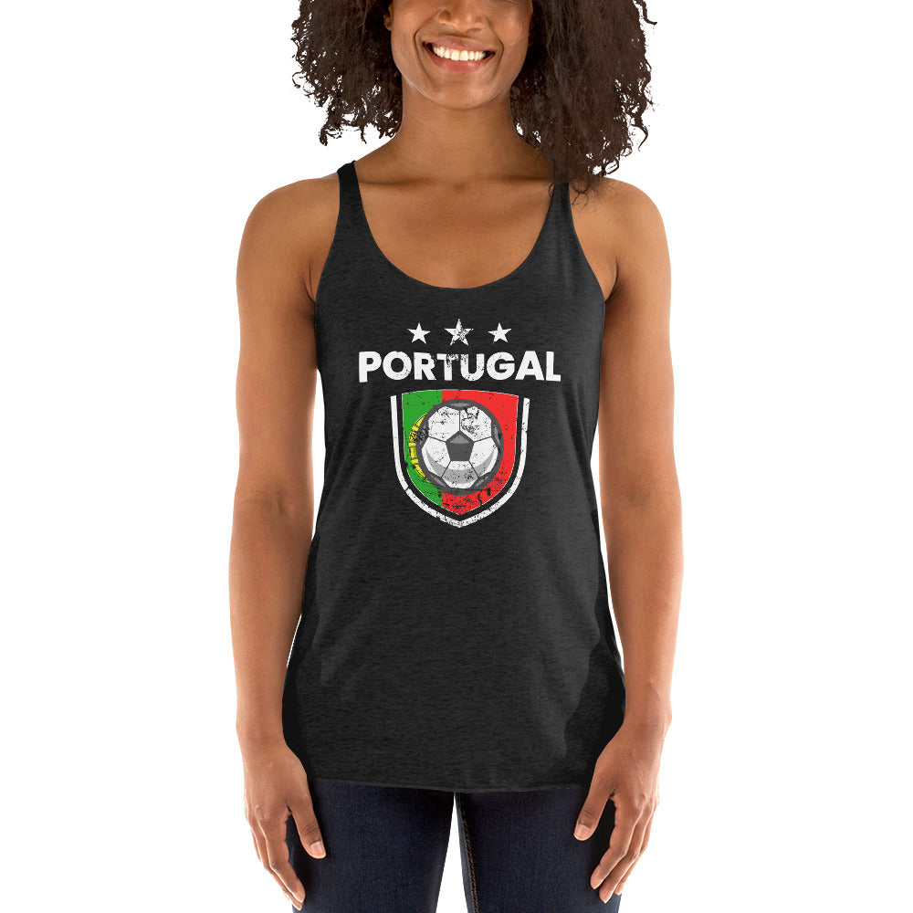 Retro Portugal Soccer Team Football Fan Country Portuguese Flag Women's Racerback Tank Top