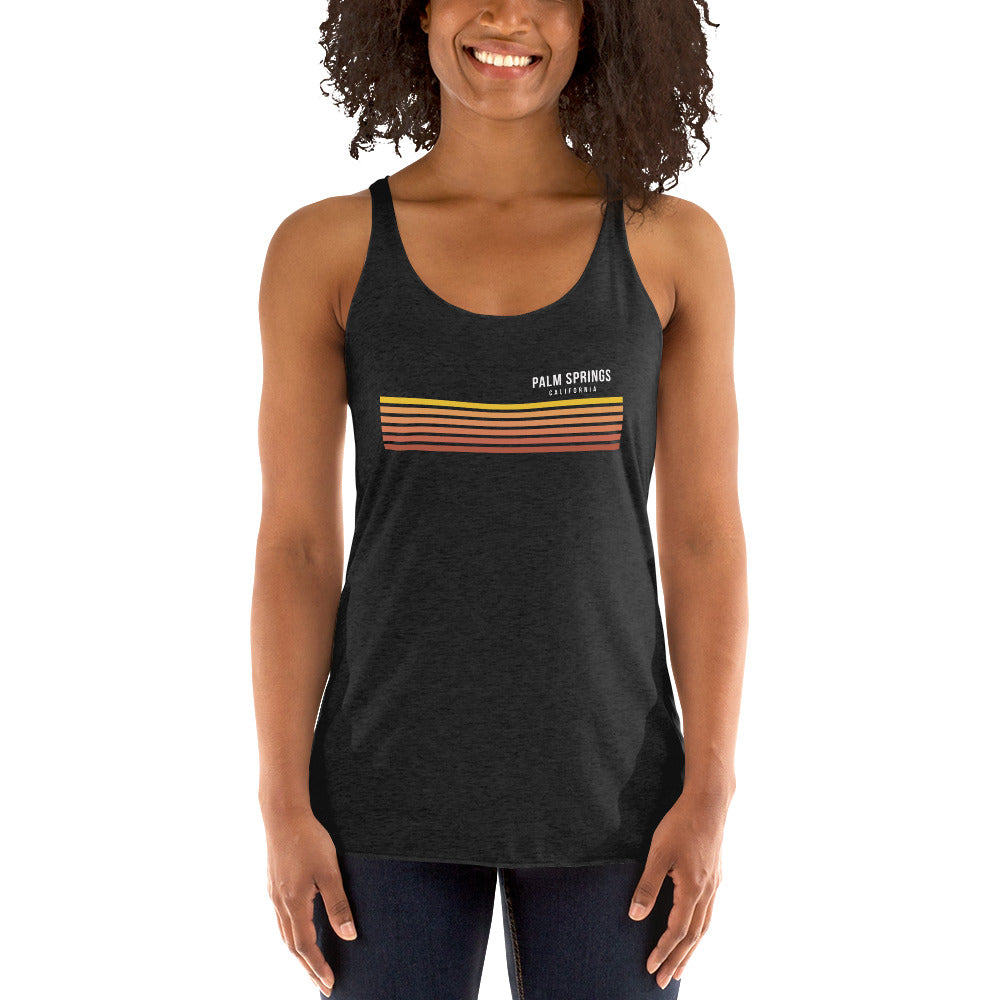 Retro Palm Springs California Vacation Stripes Women's Racerback Tank Top