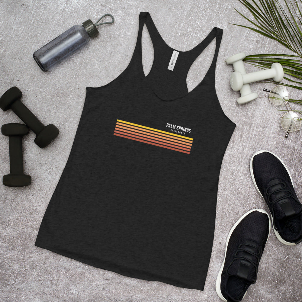 Retro Palm Springs California Vacation Stripes Women's Racerback Tank Top