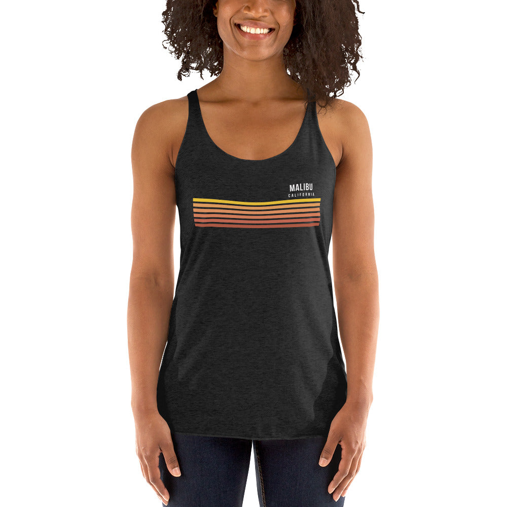 Retro Malibu California Vacation Stripes Women's Racerback Tank Top