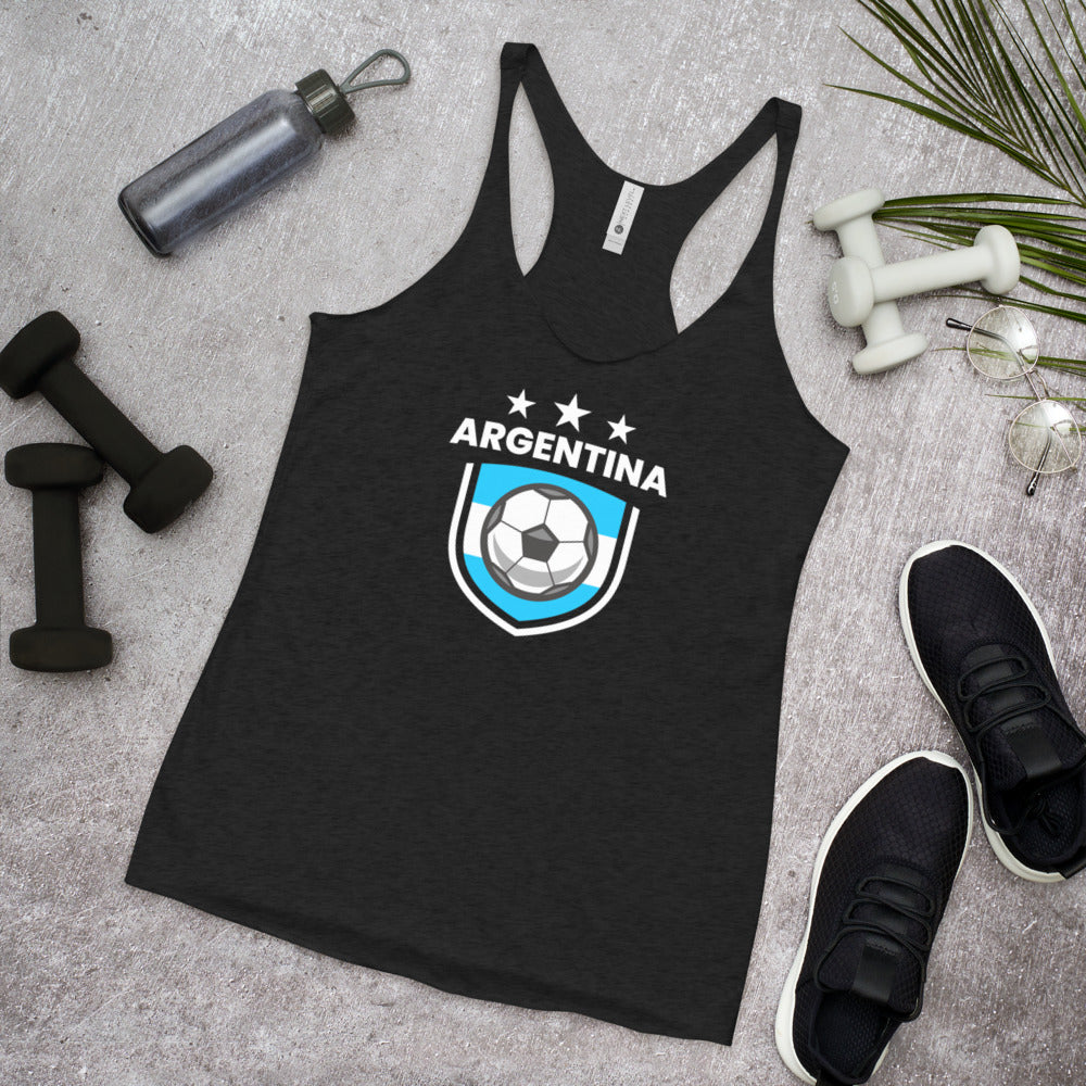 Retro Argentina Soccer Team Football Fan Country Argentinian Flag Women's Racerback Tank Top