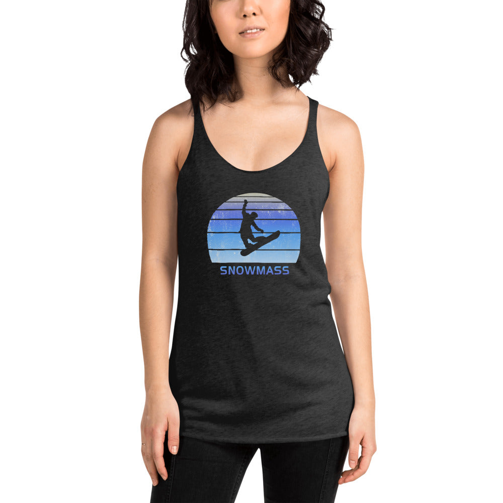 Retro Snowmass Colorado Snowboarding Fan Women's Racerback Tank Top