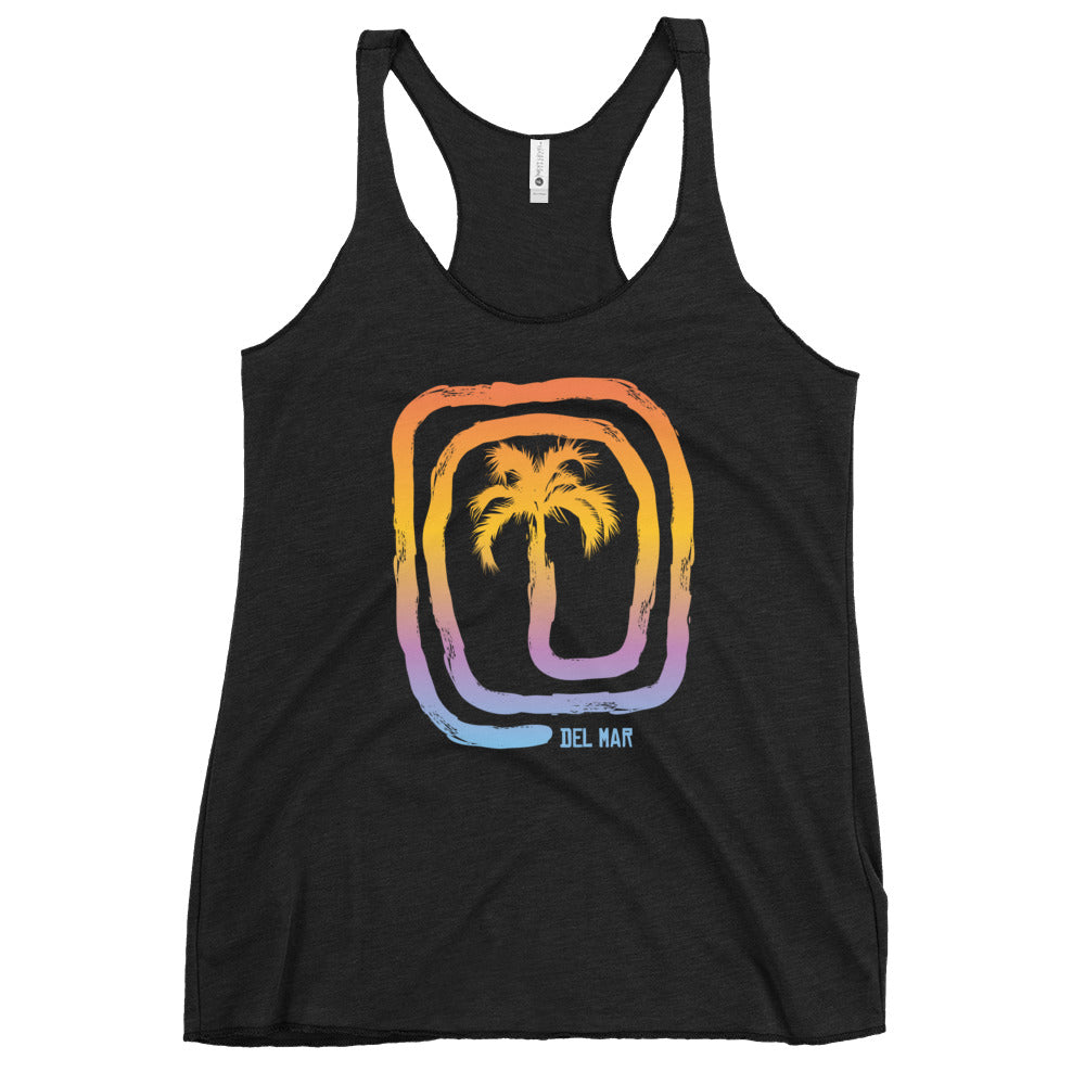 Cool Del Mar California Beach Palm Tree Vacation Souvenir Women's Racerback Tank Top