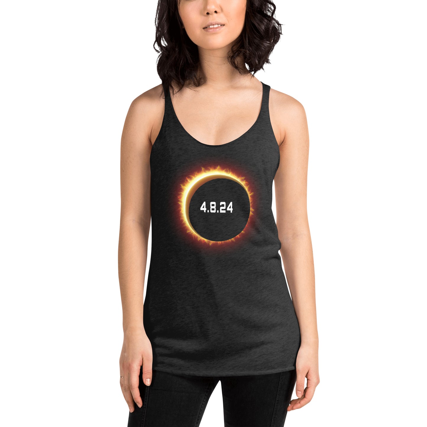 2024 Solar Eclipse Souvenir Memento April 8 Women's Racerback Tank Top