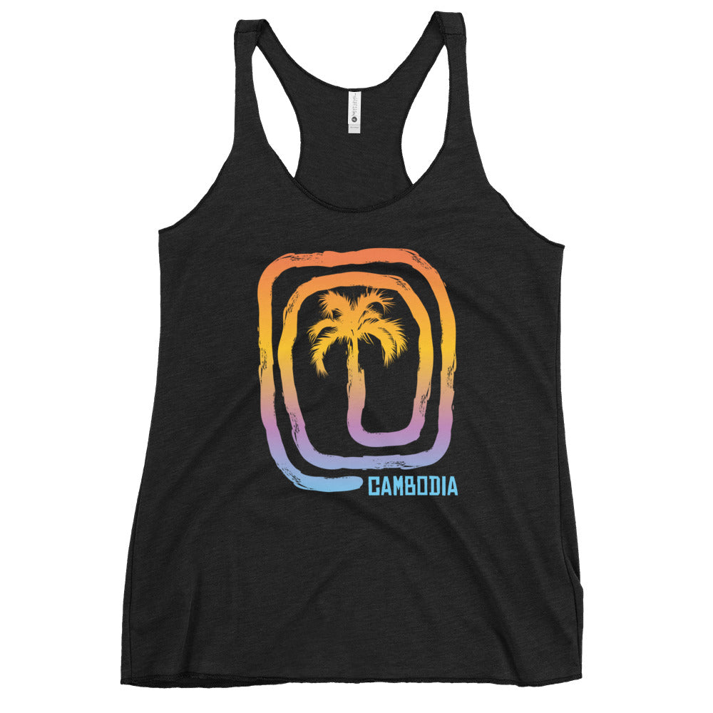 Cool Cambodia Palm Tree Souvenir Vacation Women's Racerback Tank Top