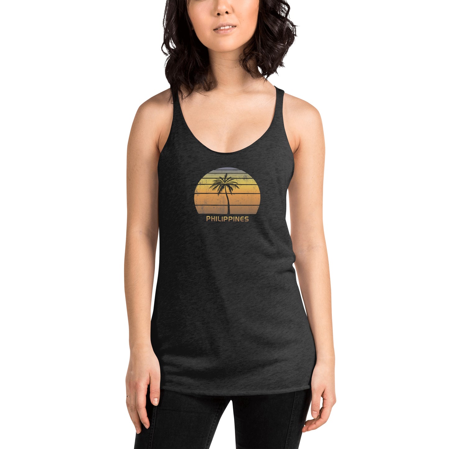 Vintage Philippines Women's Racerback Tank Top Sunset