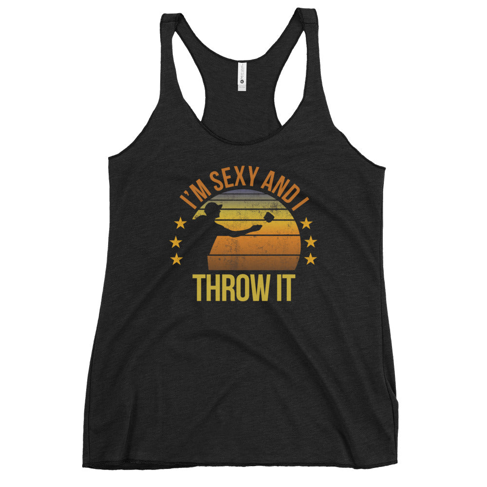Funny Cornhole Fan Player Team Quote Joke Sarcastic Phrase Women's Racerback Tank Top