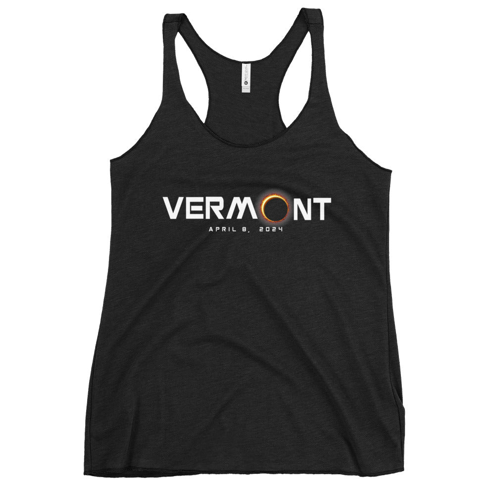 Vermont 2024 Eclipse Souvenir April 8 Women's Racerback Tank Top