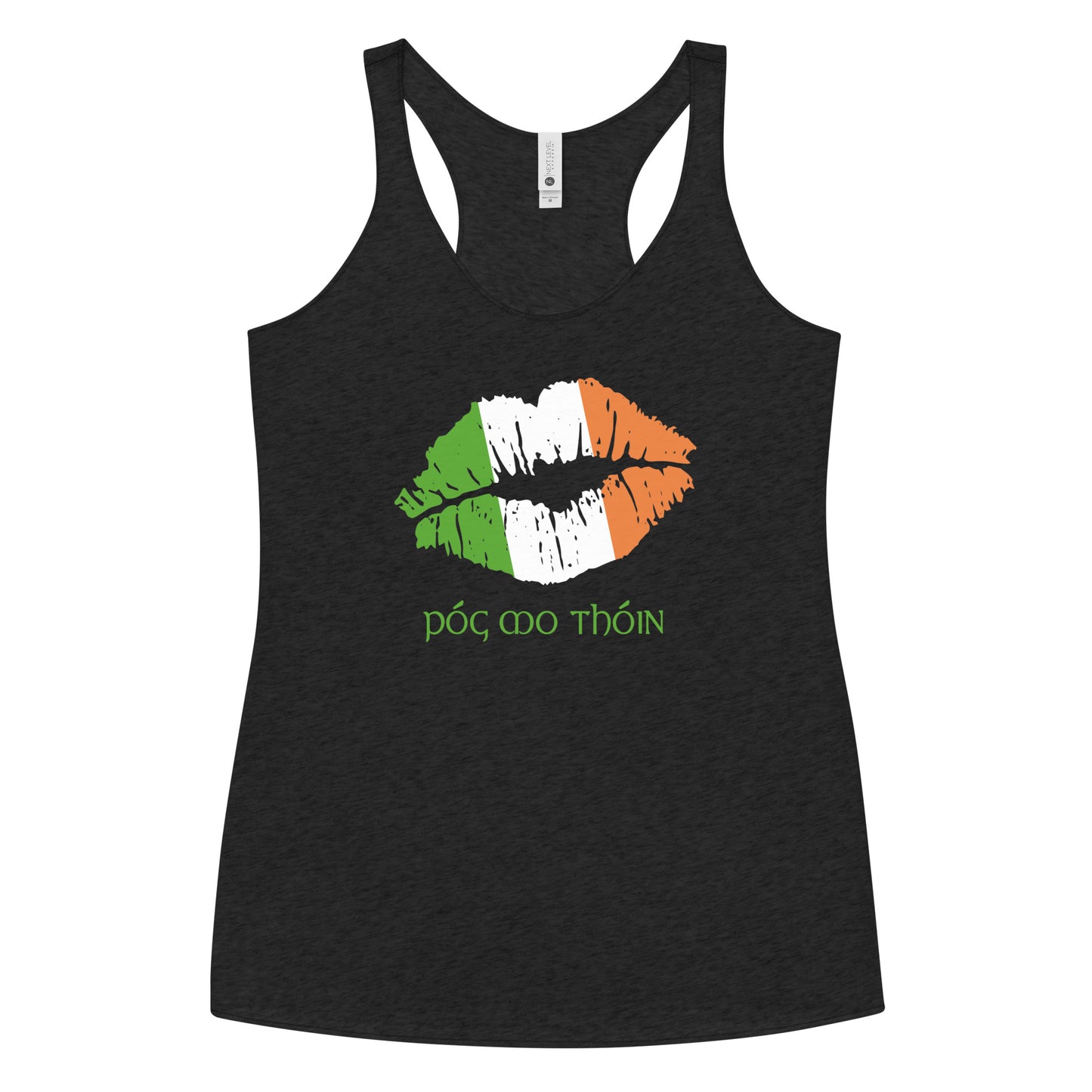 Pog Mo Thoin Funny St. Patrick's Day Ireland Flag Women's Racerback Tank Top