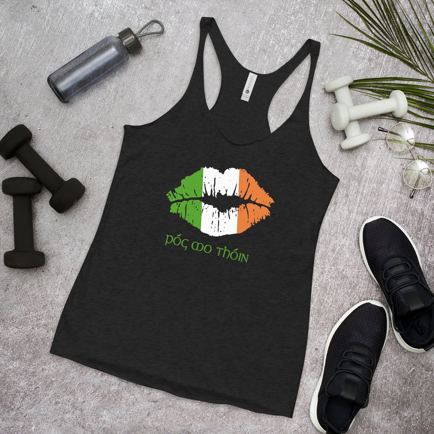 Pog Mo Thoin Funny St. Patrick's Day Ireland Flag Women's Racerback Tank Top