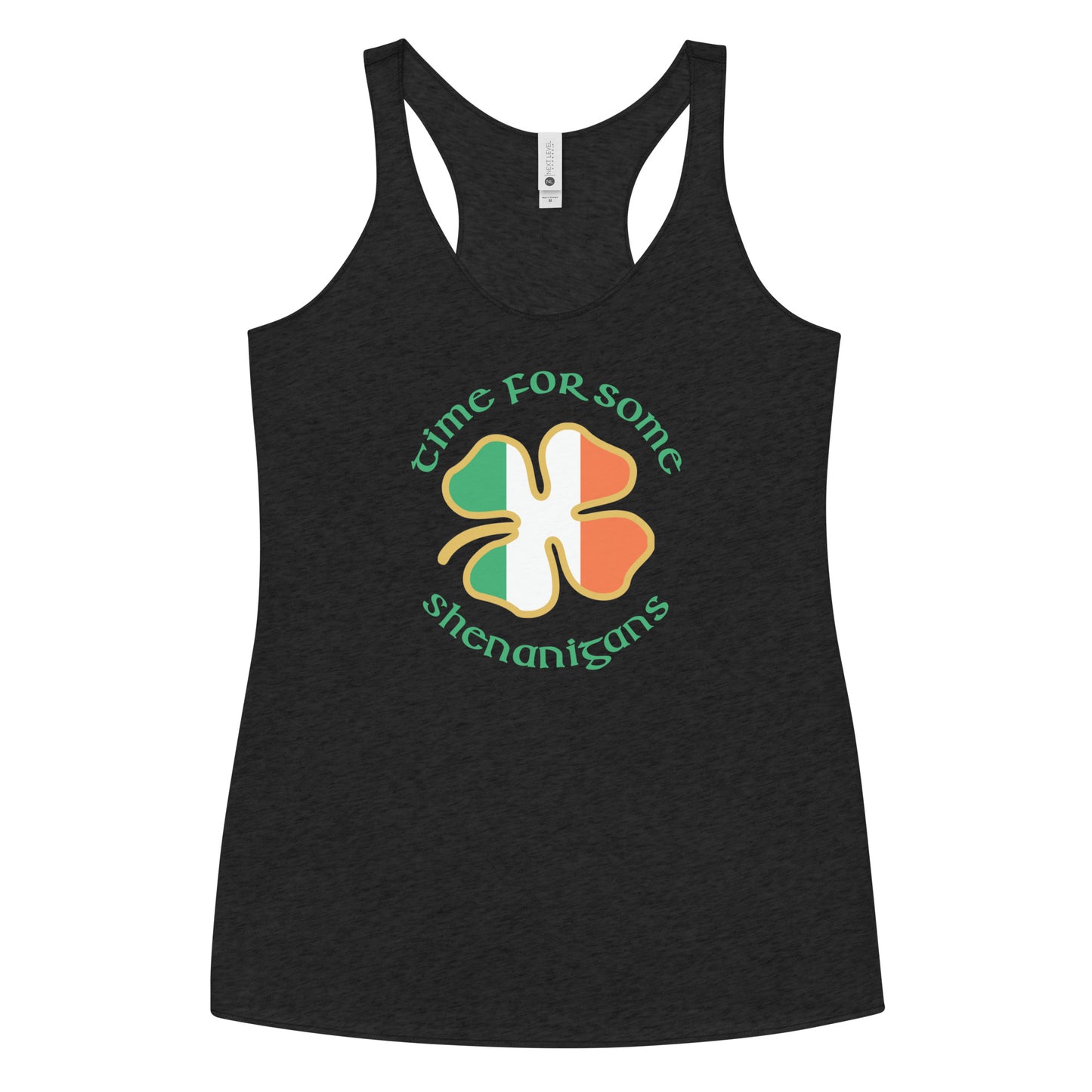 Funny Time For Some Shenanigans Irish Flag St. Patrick's Day Women's Racerback Tank Top