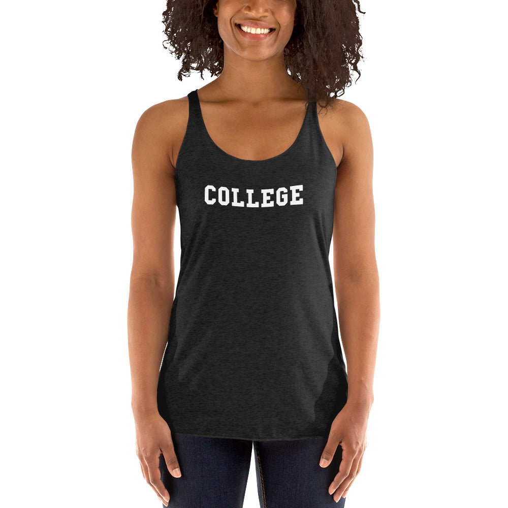 College Text House Animal Movie Funny Women's Racerback Tank Top