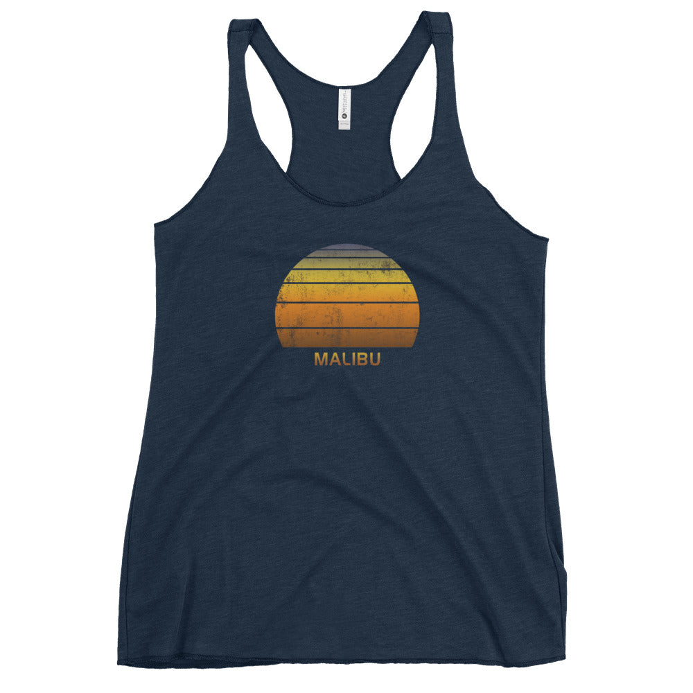 Retro Malibu California Beach Women's Racerback Tank Top Sunset