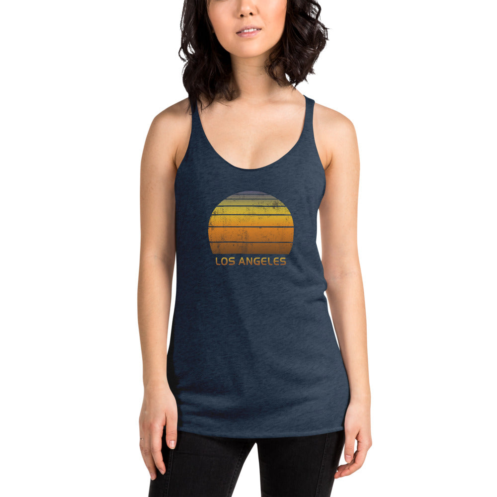 Retro Los Angeles California Beach Women's Racerback Tank Top Sunset
