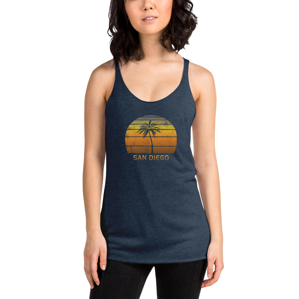 Vintage San Diego California Beach Women's Racerback Tank Top Sunset Vacation