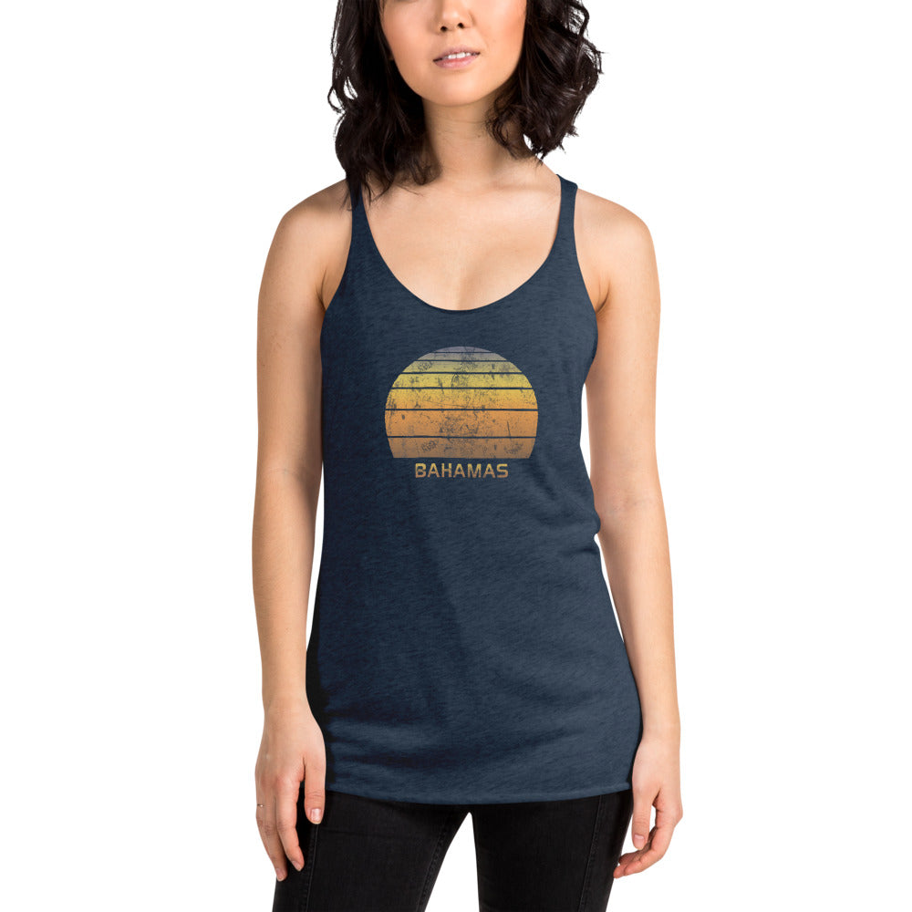 Retro Bahamas Beach Vacation Souvenir Women's Racerback Tank Top