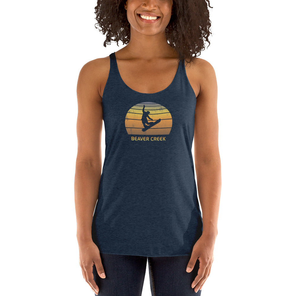 Retro Beaver Creek Colorado Snowboarding Fan Women's Racerback Tank Top