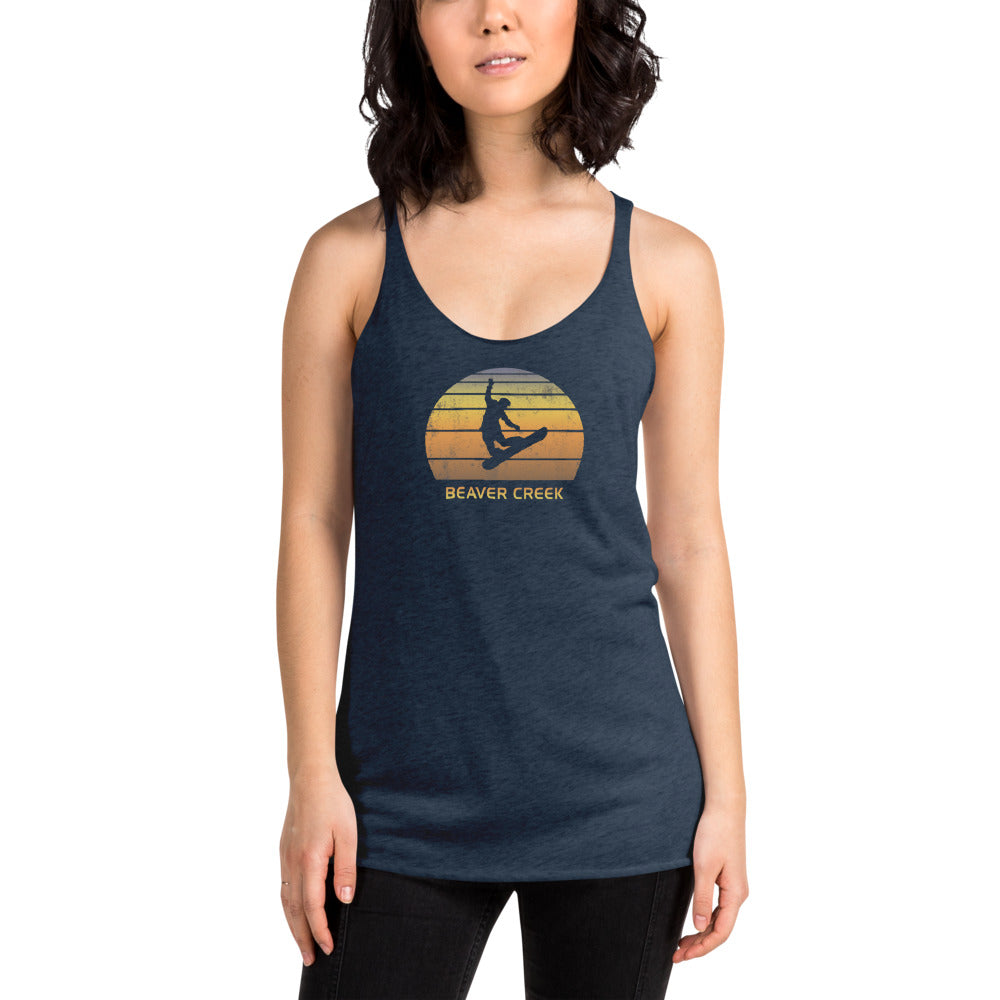 Retro Beaver Creek Colorado Snowboarding Fan Women's Racerback Tank Top