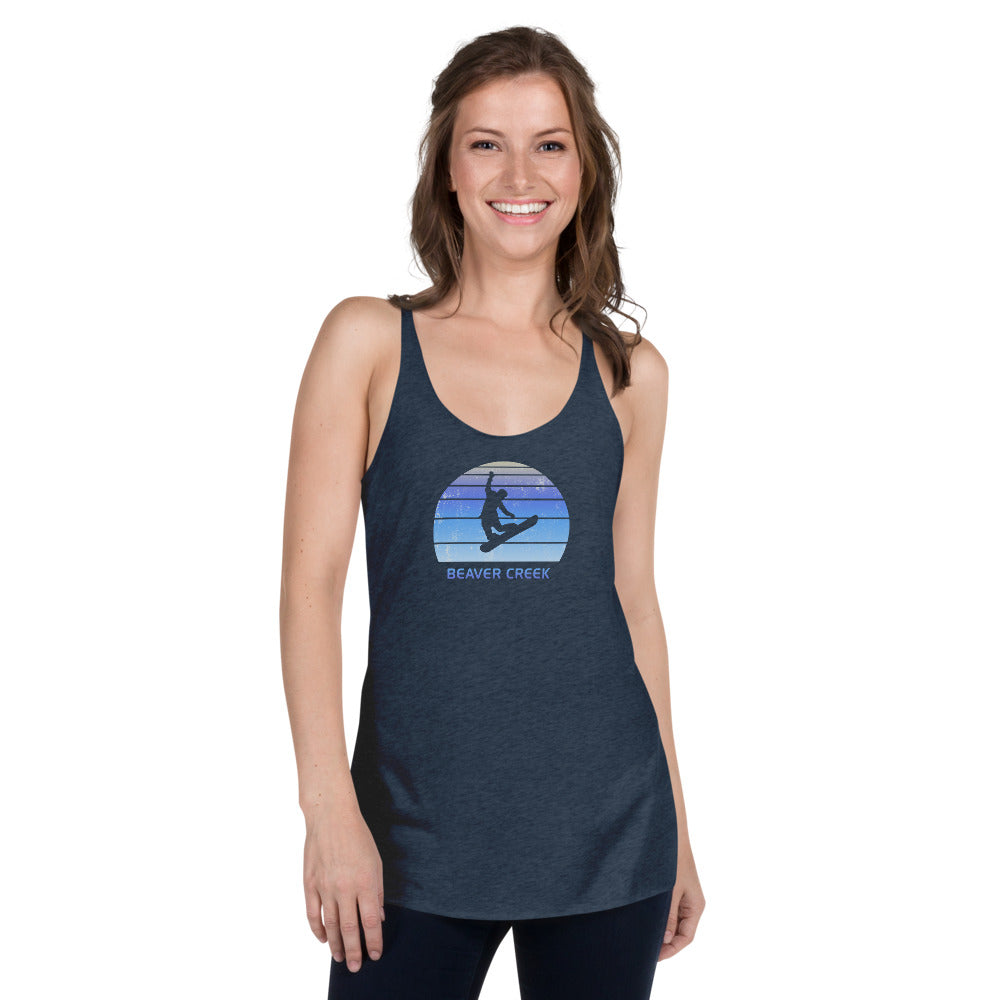 Retro Beaver Creek Colorado Snowboarding Fan Women's Racerback Tank Top