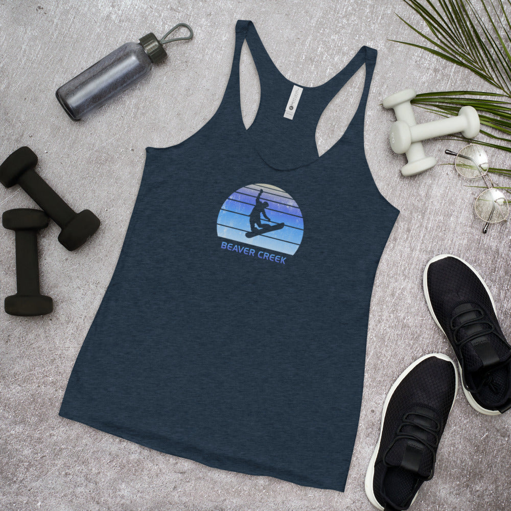Retro Beaver Creek Colorado Snowboarding Fan Women's Racerback Tank Top