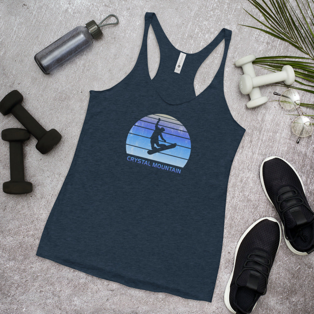 Retro Crystal Mountain Snowboarding Fan Women's Racerback Tank Top