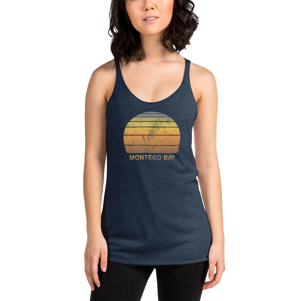 Retro Montego Bay Jamaica Beach Vacation Souvenir Women's Racerback Tank Top