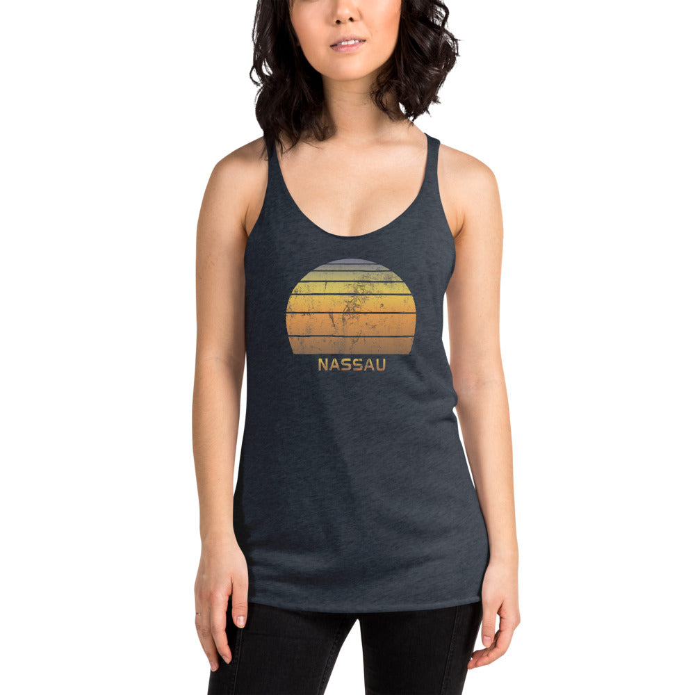 Retro Nassau Bahamas Beach Vacation Souvenir Women's Racerback Tank Top