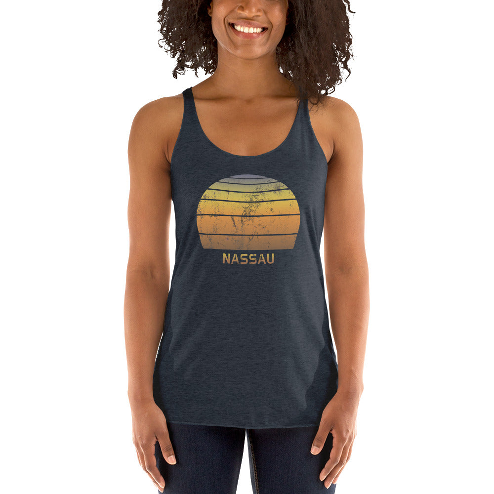 Retro Nassau Bahamas Beach Vacation Souvenir Women's Racerback Tank Top