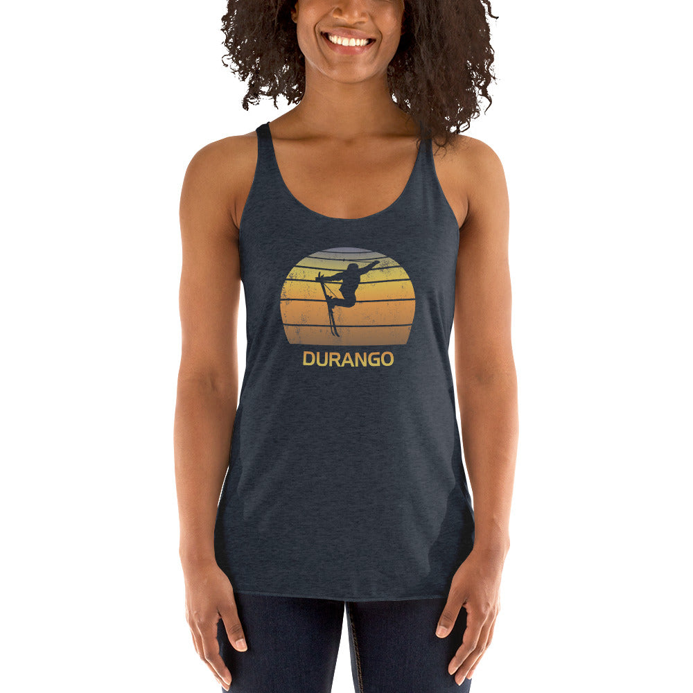 Cool Retro Durango Colorado Skiing Ski Fan Women's Racerback Tank Top