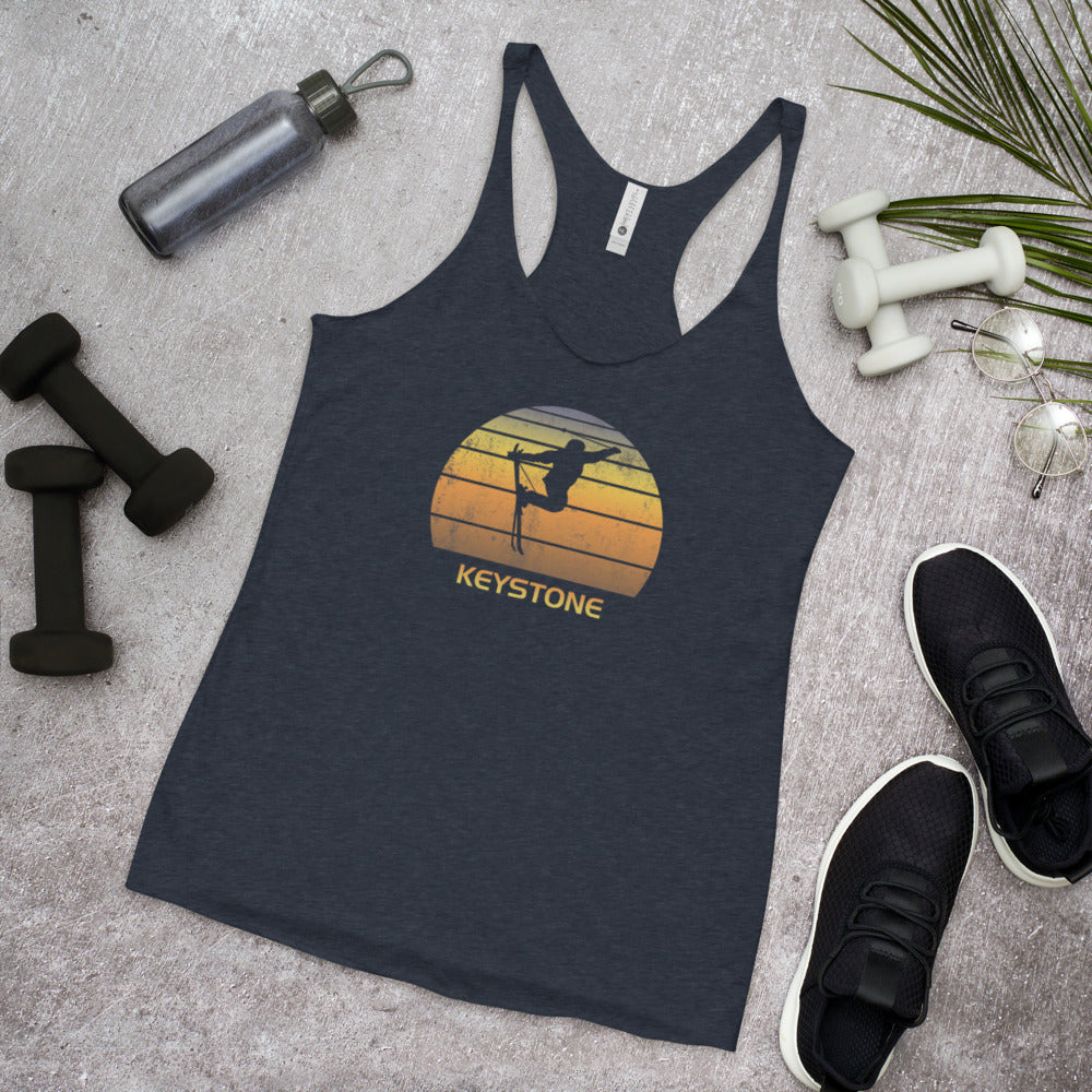 Cool Retro Keystone Colorado Skiing Ski Fan Women's Racerback Tank Top
