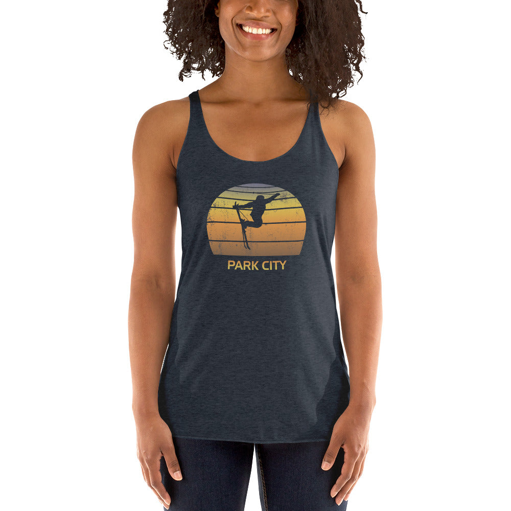 Cool Retro Park City Utah Skiing Ski Fan Women's Racerback Tank Top