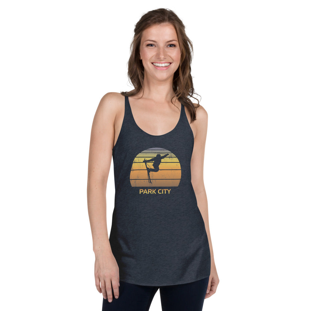 Cool Retro Park City Utah Skiing Ski Fan Women's Racerback Tank Top
