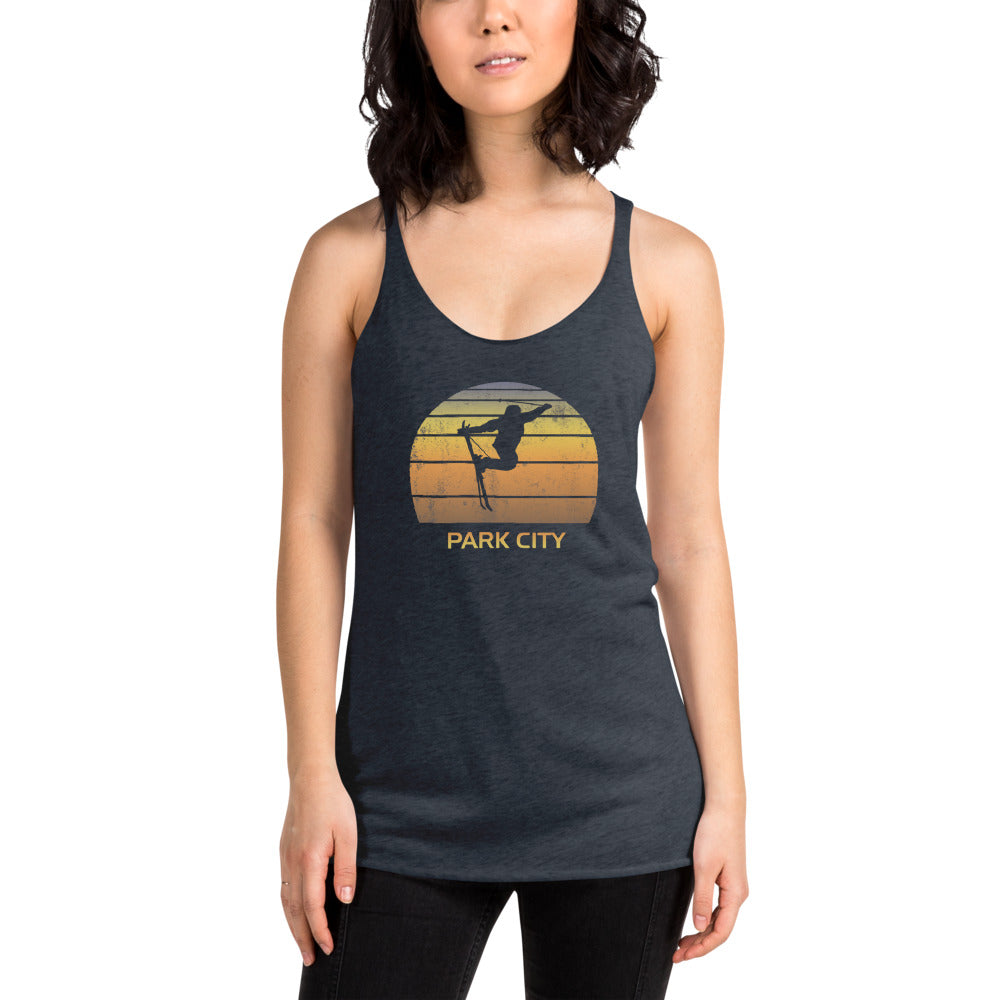 Cool Retro Park City Utah Skiing Ski Fan Women's Racerback Tank Top