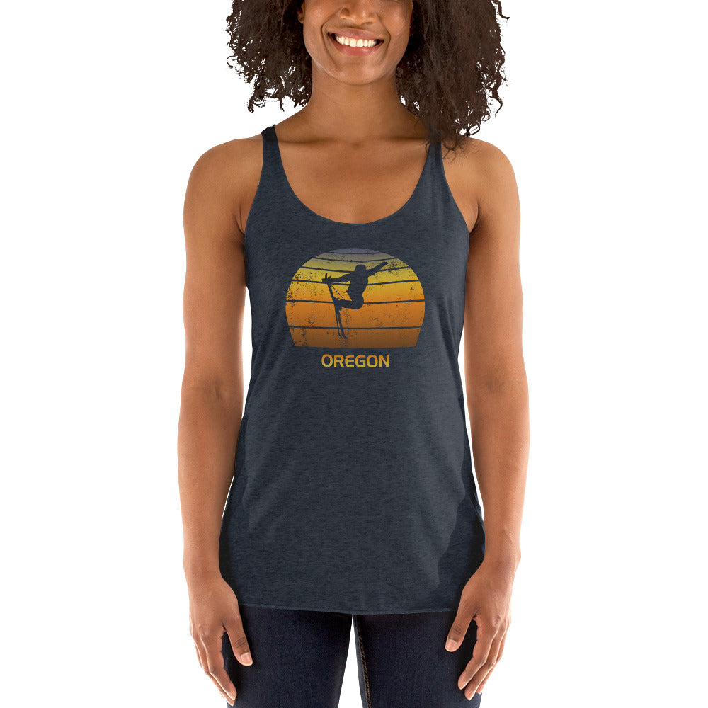 Cool Retro Oregon Skiing Ski Fan Women's Racerback Tank Top