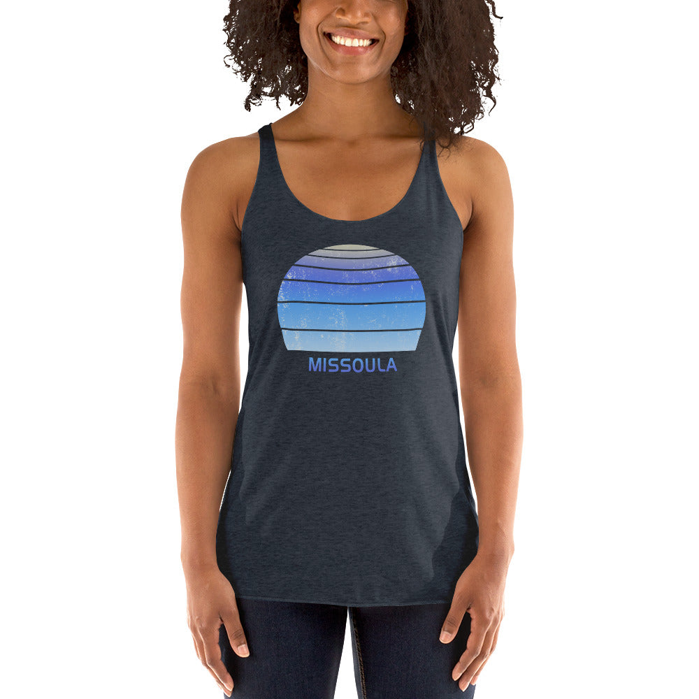 Retro Missoula Montana Ski Skiing Fan Women's Racerback Tank Top