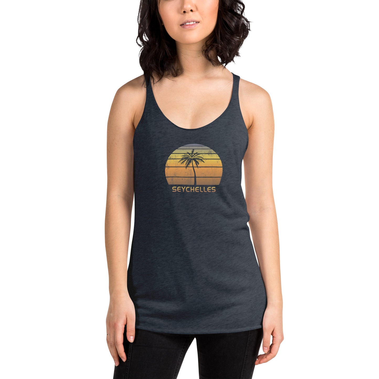 Vintage Seychelles Islands Women's Racerback Tank Top Sunset