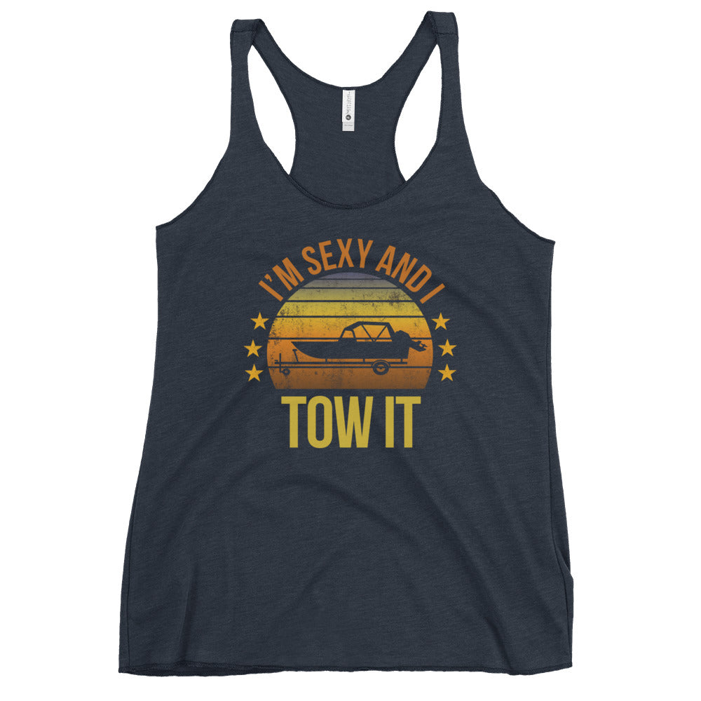 Funny Boater Boating Fan Lover Quote Joke Sarcastic Phrase Women's Racerback Tank Top