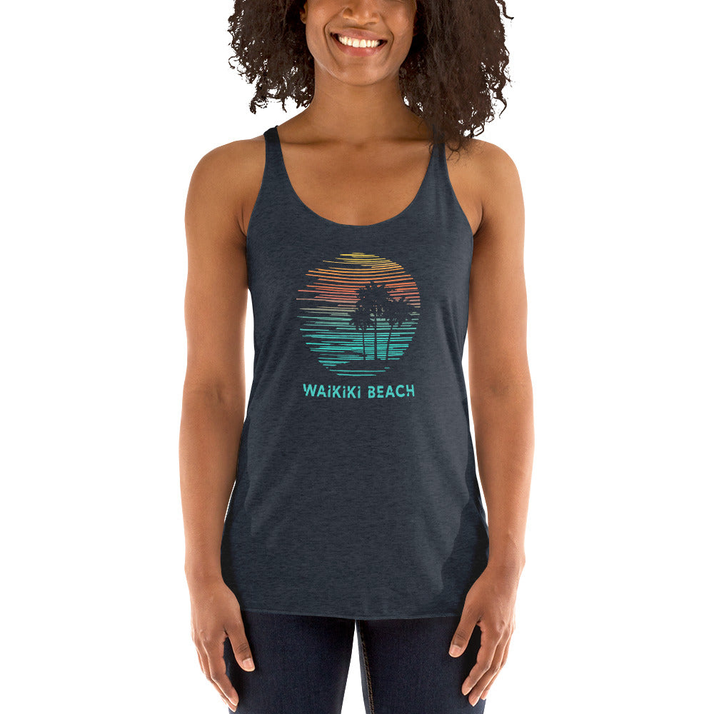 Waikiki Beach Oahu Hawaii Hawaiian Vacation Souvenir Women's Racerback Tank Top