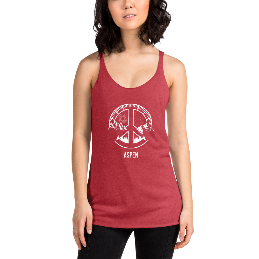 Aspen Colorado Skiing Snowboarding Camping Fan Women's Racerback Tank Top