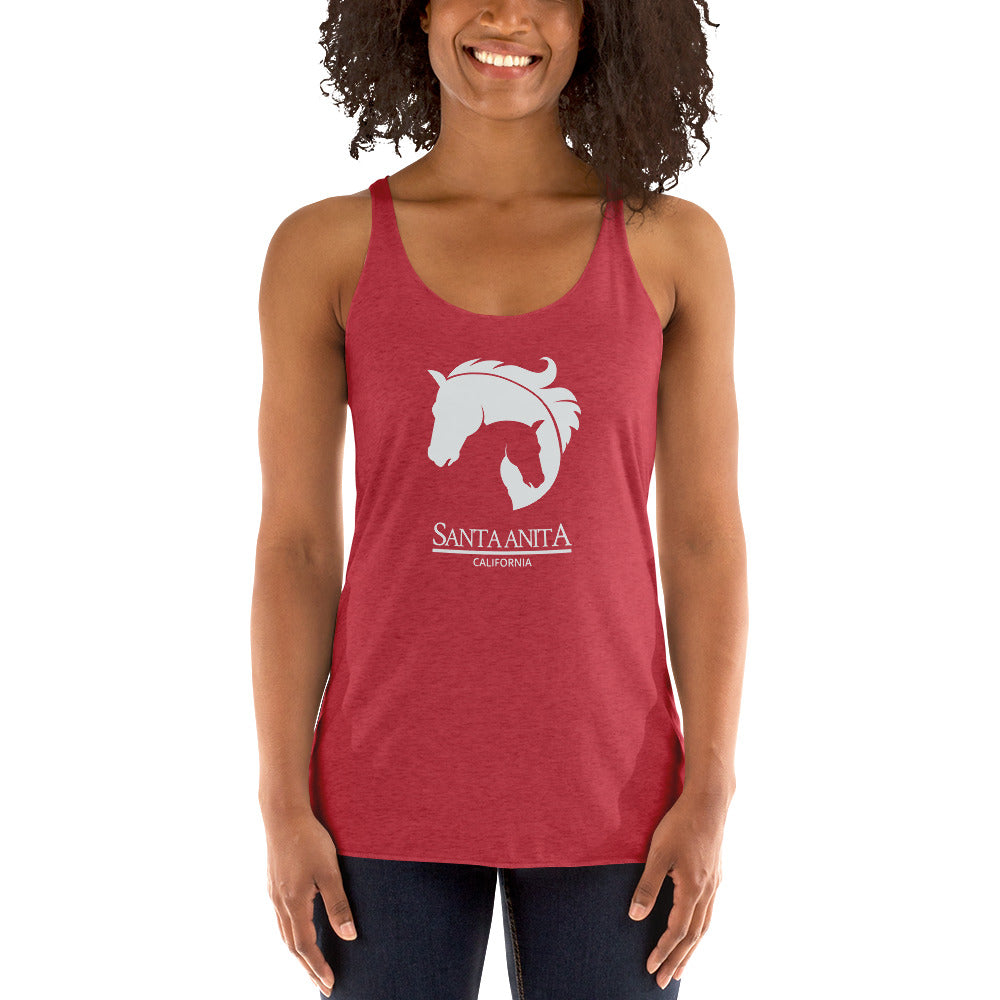 Cool Santa Anita California Horse Racing Track Derby Fans Women's Racerback Tank Top