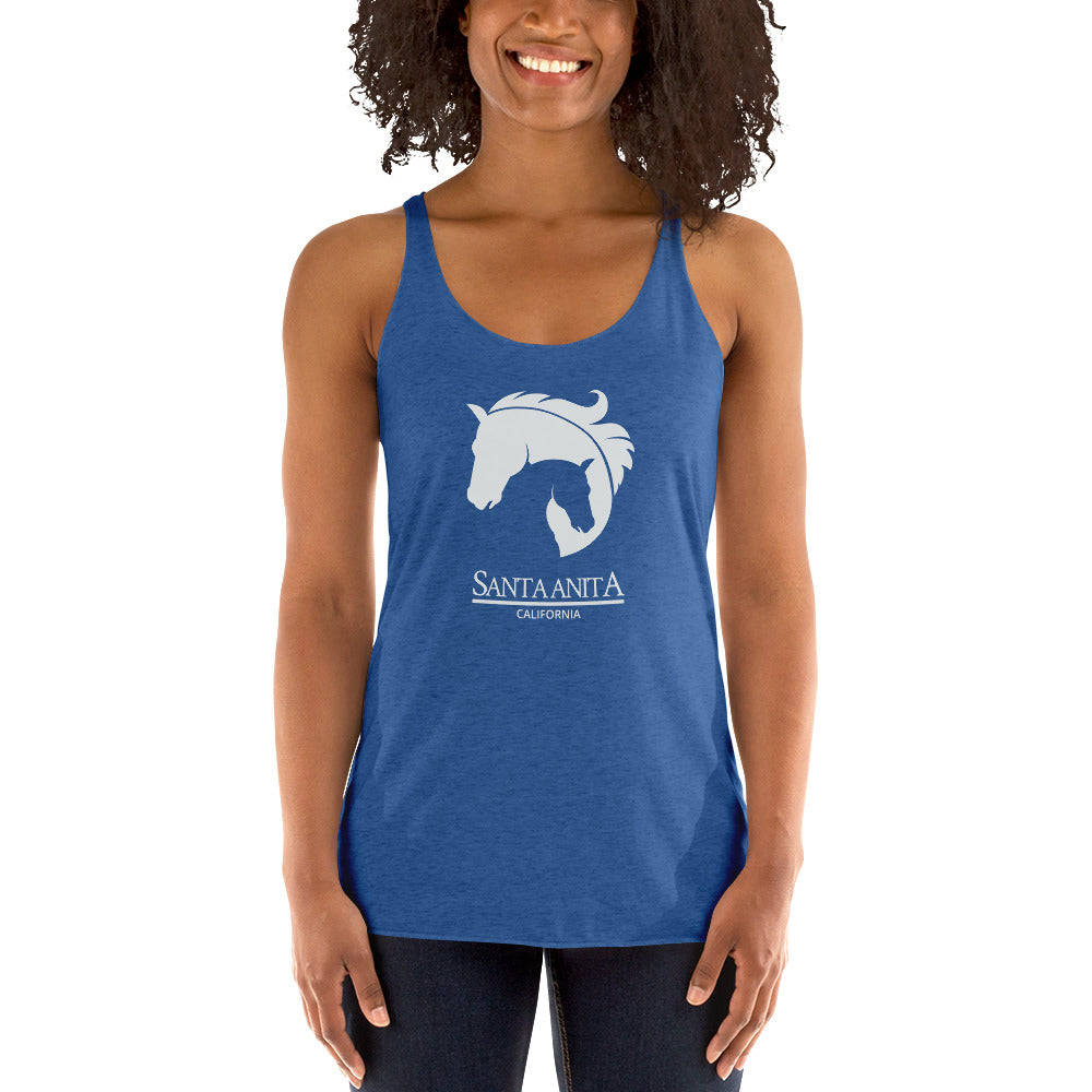 Cool Santa Anita California Horse Racing Track Derby Fans Women's Racerback Tank Top