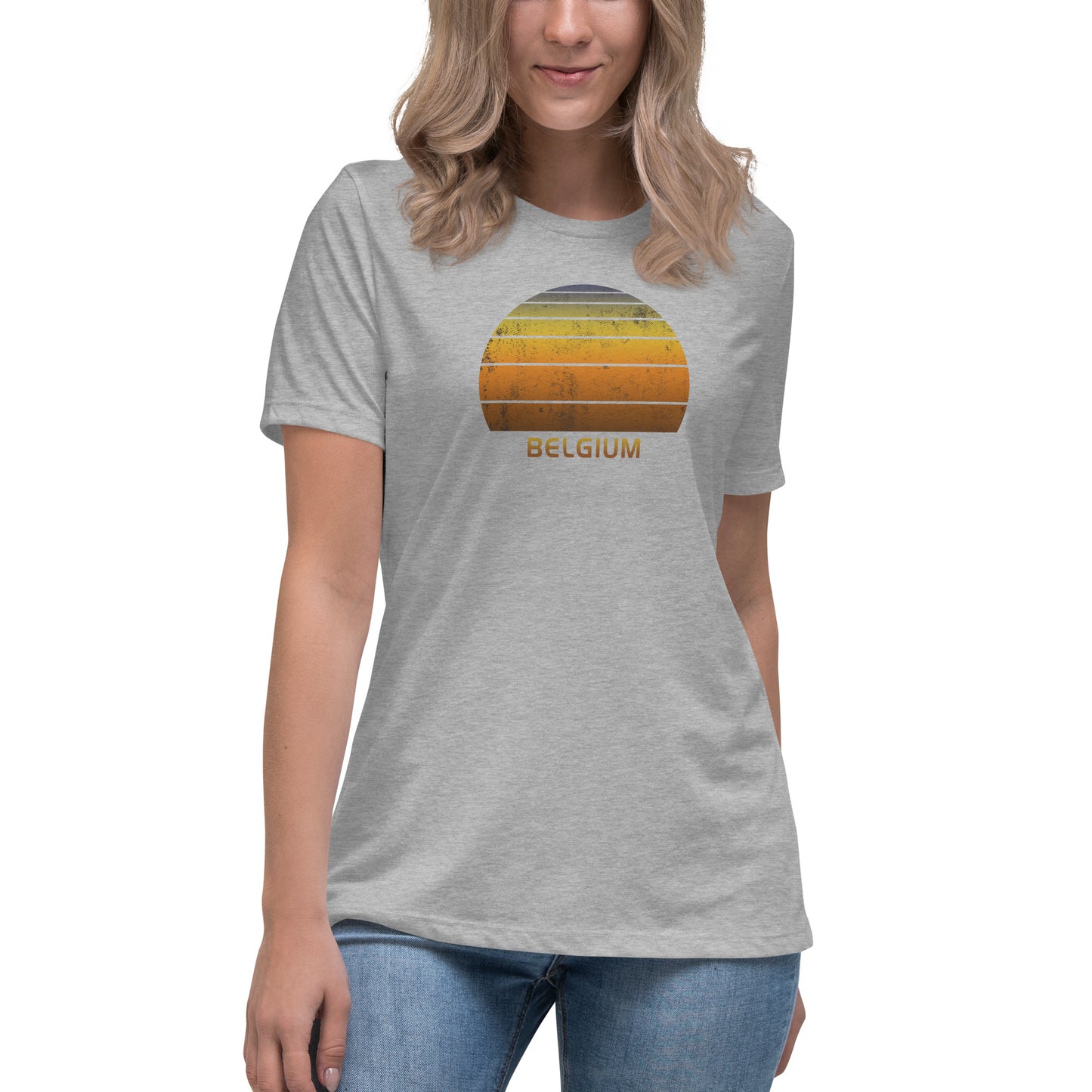 Women's Retro Belgium Vacation Souvenir Sunset Vintage Relaxed T-Shirt