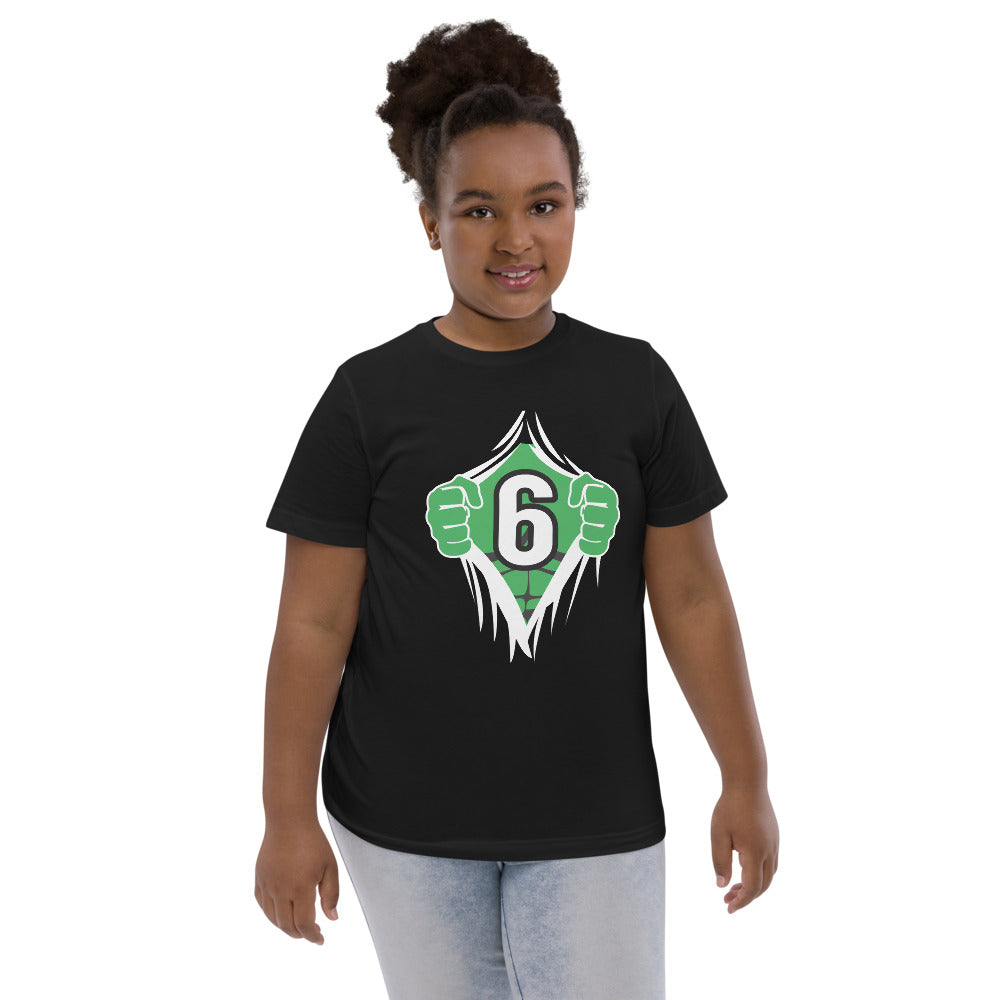 Funny 6th Birthday Kids Turning 6 Years Old Superhero Comic Cartoon Youth Jersey T-Shirt