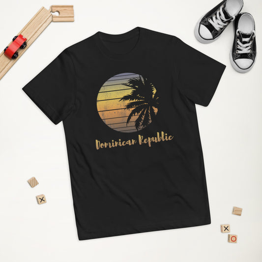 Retro Dominican Republic Beach Palm Tree Vacation Souvenir Youth Jersey T-Shirt
