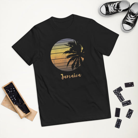 Retro Jamaica Beach Palm Tree Vacation Souvenir Youth Jersey T-Shirt