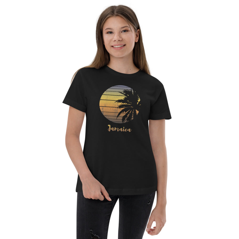 Retro Jamaica Beach Palm Tree Vacation Souvenir Youth Jersey T-Shirt