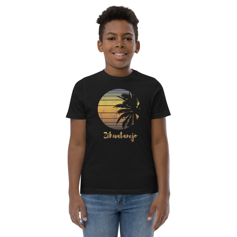 Retro Zihuatanejo Mexico Beach Family Vacation Souvenir Palm Tree Youth Jersey T-Shirt