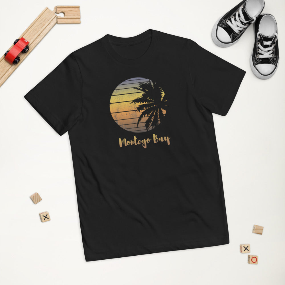 Retro Montego Bay Jamaica Beach Palm Tree Vacation Souvenir Youth Jersey T-Shirt