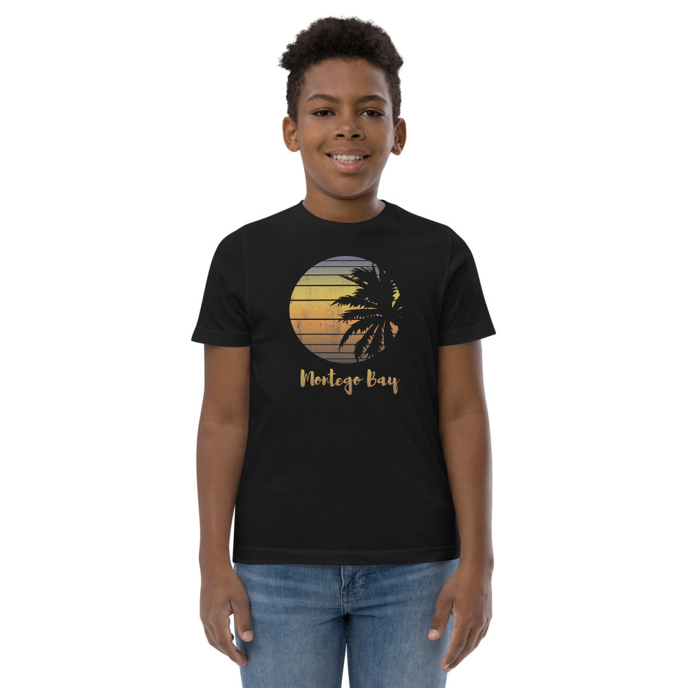 Retro Montego Bay Jamaica Beach Palm Tree Vacation Souvenir Youth Jersey T-Shirt